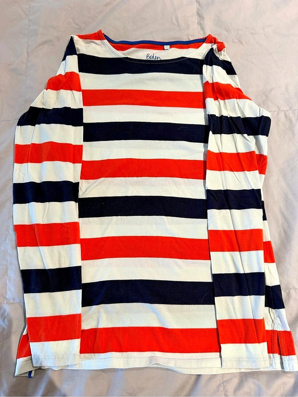 Boden Long Sleeve Boatneck Top Red & Navy UK 6/ US 2